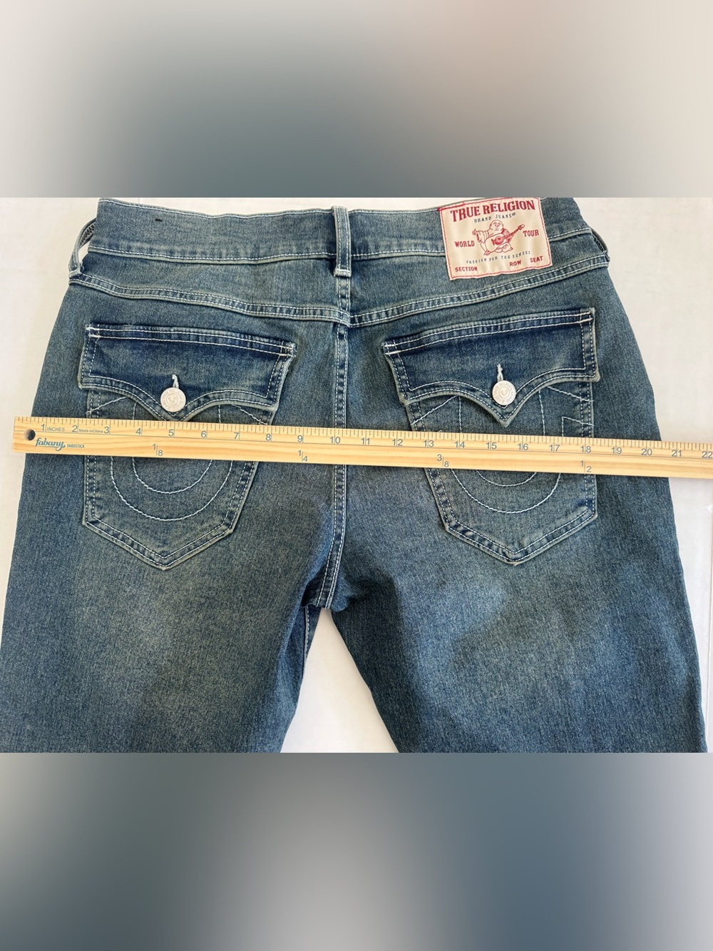 True Religion Ricky Relaxed Straight Denim Shorts 30 Medium Wash Y2K Grunge - Picture 6 of 11